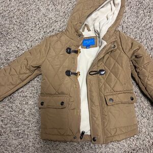 Perry Ellis Tan Quilted Kids Puffer Jacket with Hood